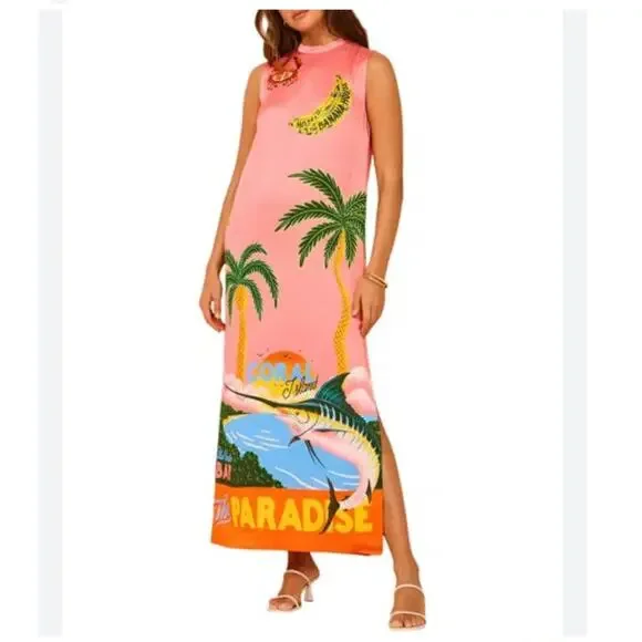 NEW DELI.S for Revolve Vacation Side Slit $180 Maxi Sheath Dress size Small - Picture 1 of 11